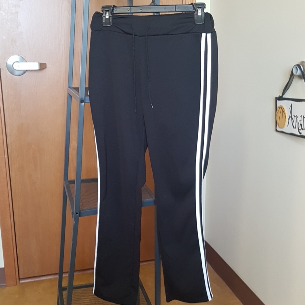 Black and white striped pants